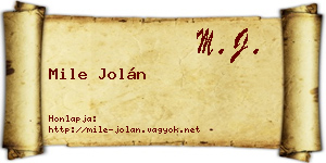 Mile Jolán névjegykártya